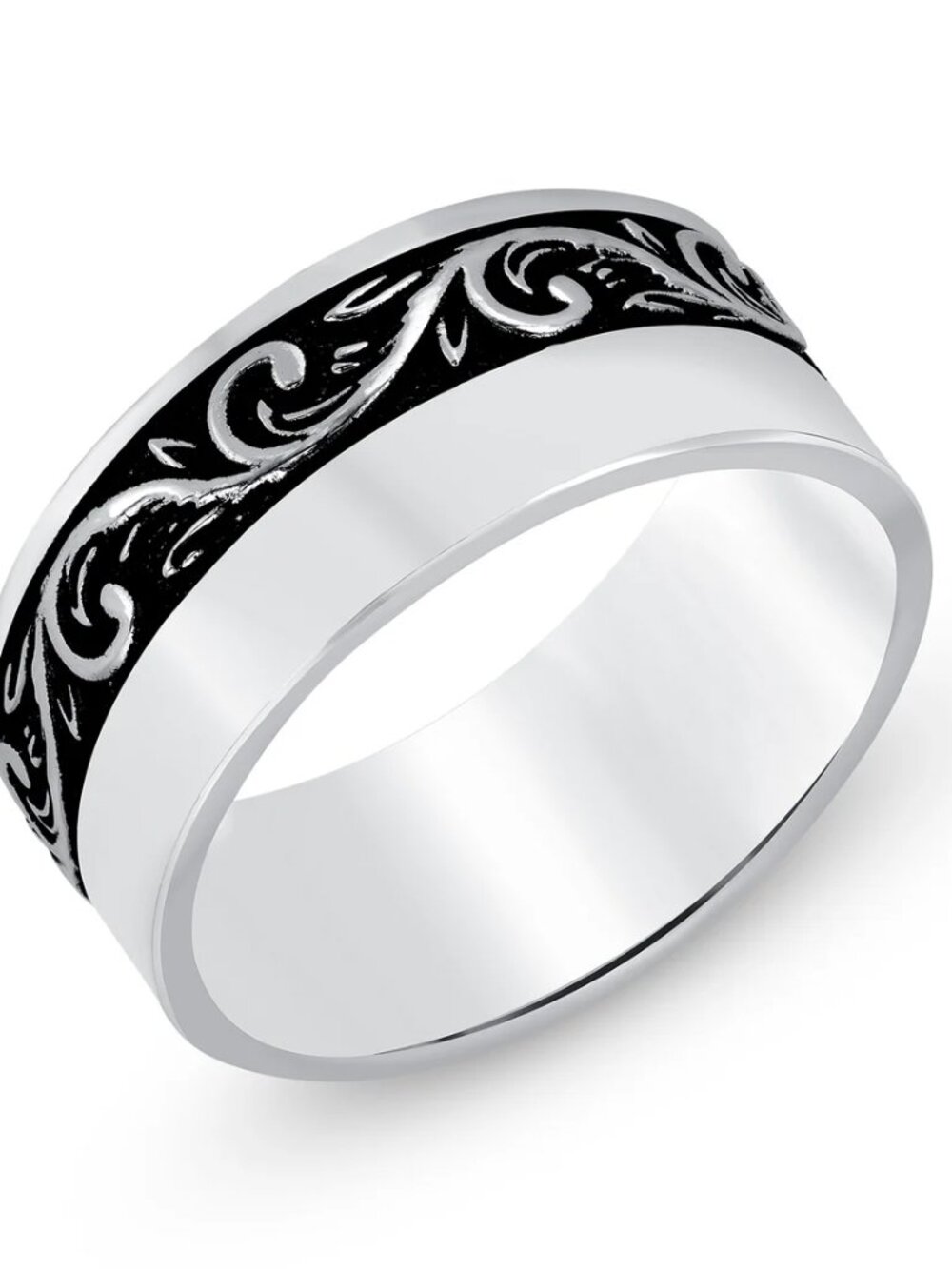 NEW 925 STERLING SILVER MEN  Tire Design Oxidized ETERNITY WEDDING BAND